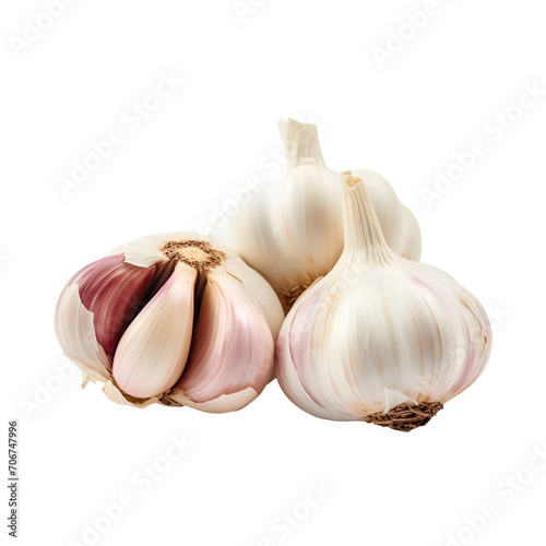 GARLIC BULBS isolated on transparent and white background