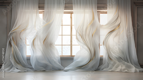 Translucent delicate silk curtains  top in style. Airy style curtains.