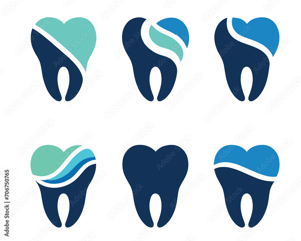 set of tooth logos set of tooth logos