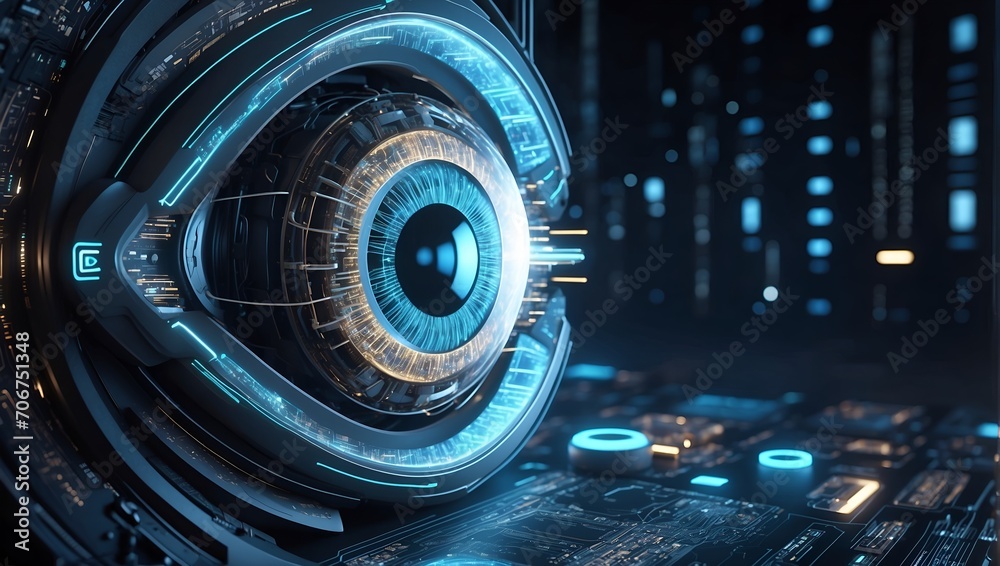 Glowing Insight: A Cybernetic Vision Unleashed. AI generated