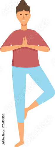 Girl practice pilates icon cartoon vector. After school sport training. People body trainer