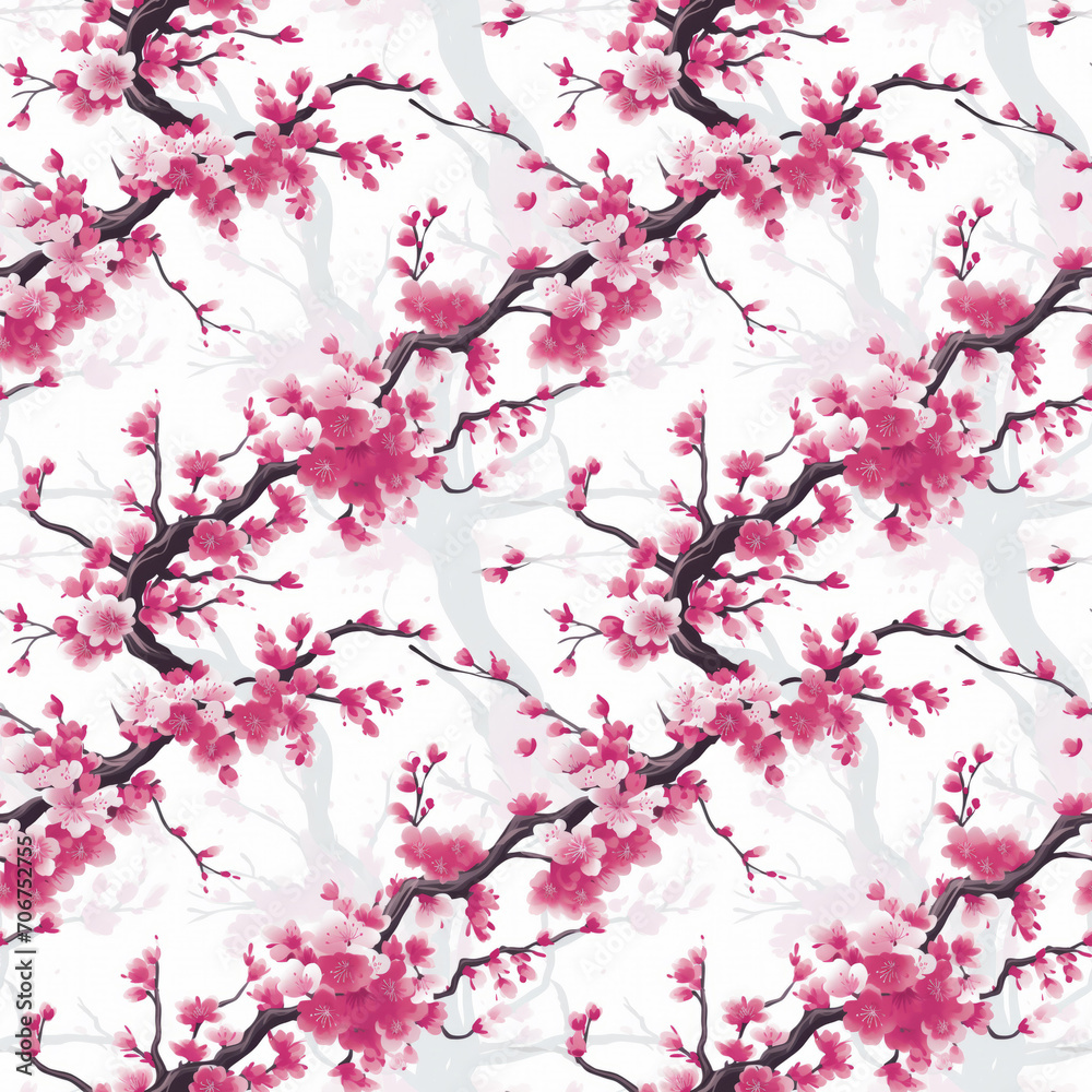 Illustrated Pink Cherry Blossoms Seamless Pattern
Illustrated Pink Cherry Blossoms Seamless Pattern