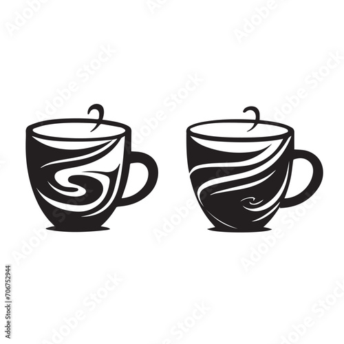 Cups in cartoon, doodle style. Isolated 2d vector illustration in logo, icon, sketch style, Eps 10, black and white. AI Generative