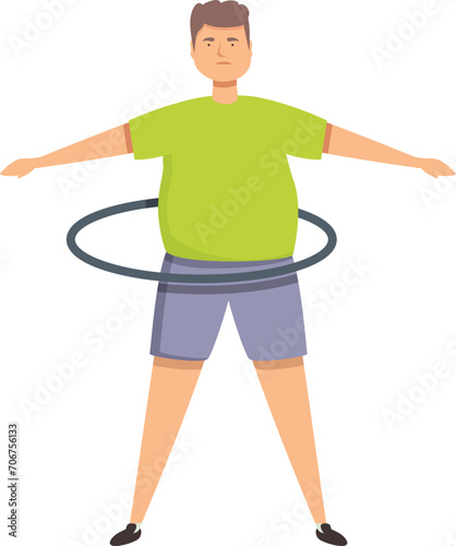 Fat man circle exercise icon cartoon vector. Gym sport slim. Unwell machine jog