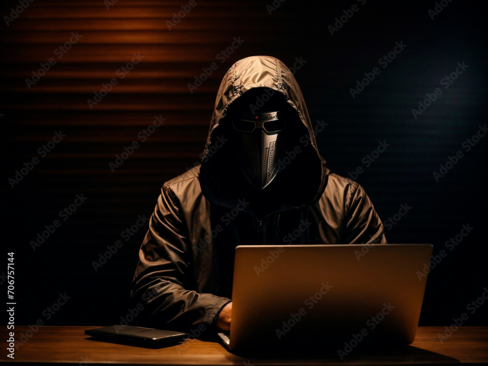Man sitting in front of monitor on dark background. Hacking Man sitting in front of monitor on dark background. Hacking