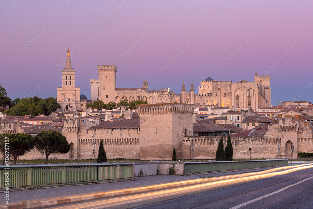 Palace of the Popes and Avignon Cathedral at sunset, Avignon, Provence, France Palace of the Popes and Avignon Cathedral at sunset, Avignon, Provence, France