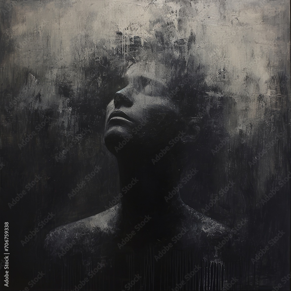 Portrait of a young man with head in clouds Portrait of a young man with head in clouds