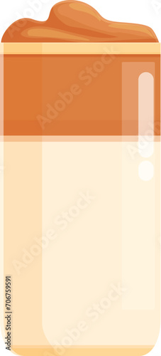 Glass drink latte icon cartoon vector. Dalgona food. Summer cafe coffee