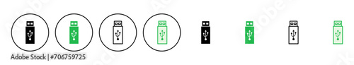 Usb icon set. Flash disk icon vector