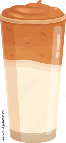 Cocoa food icon cartoon vector. Dalgona drink cafe. Glass drink
