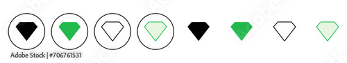 Diamond icon set. diamond gems vector icon.