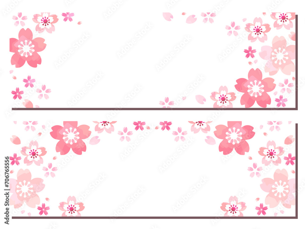 桜の花のフレームカード、イラスト背景素材