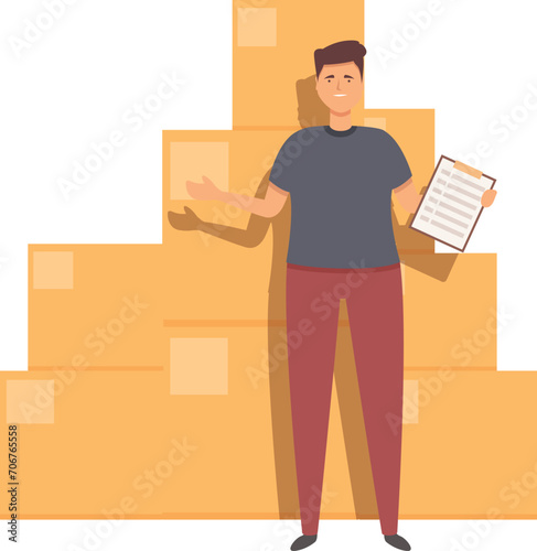 Warehouse box stack icon cartoon vector. Computer box. Container labor