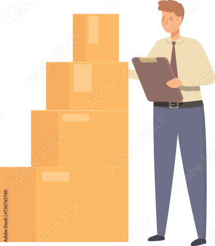 Cargo parcel service icon cartoon vector. Laborer cargo trolley. Service parcel