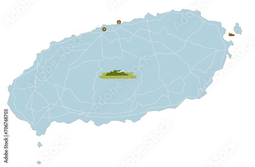 South Korea Jeju Island map illustration vector file