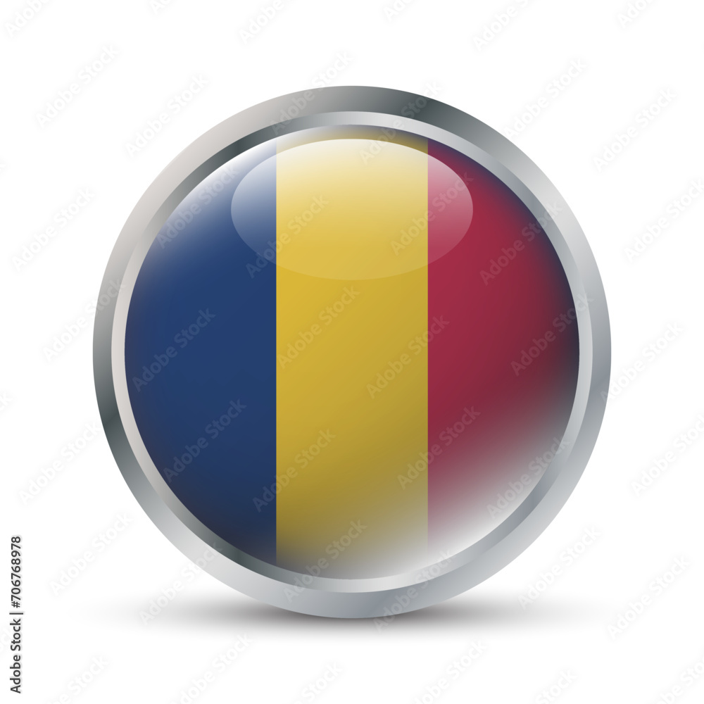 Chad Flag 3D Badge Illustration Chad Flag 3D Badge Illustration