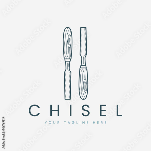 chisel line art vector logo illustration template design photo