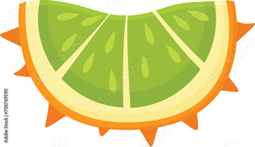 Piece of kiwano icon cartoon vector. Vitamin dessert. Summer leaf eco