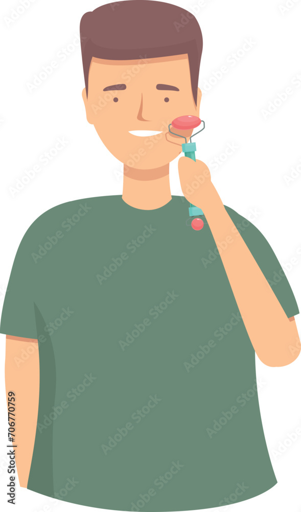 Man make face massage icon cartoon vector. Face beauty. Facial problem Man make face massage icon cartoon vector. Face beauty. Facial problem