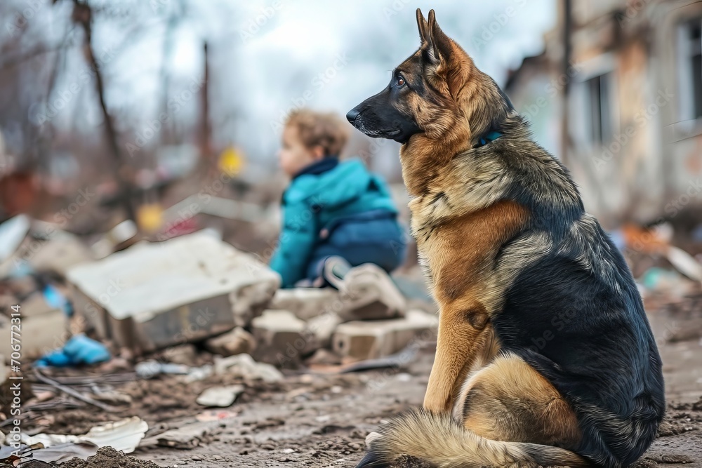 German Shepherd rescues people in building rubble