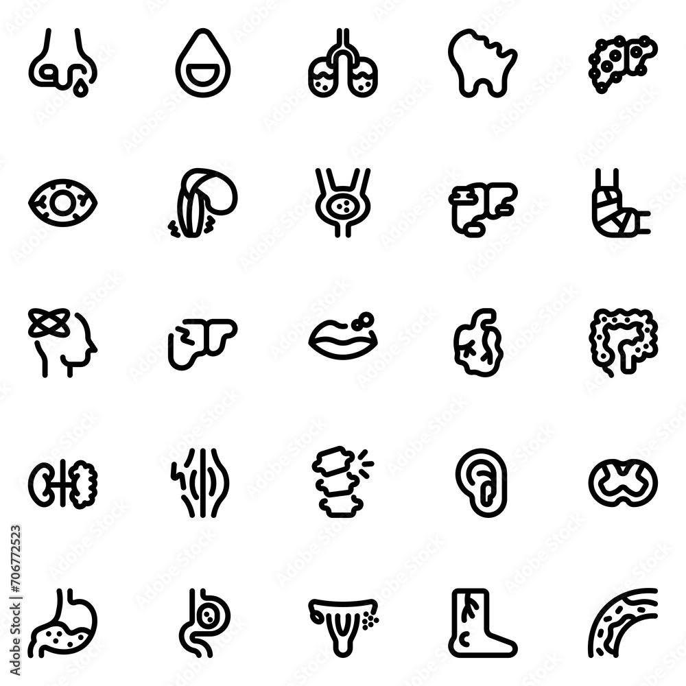 Disease Line Icon Sheet Disease Line Icon Sheet