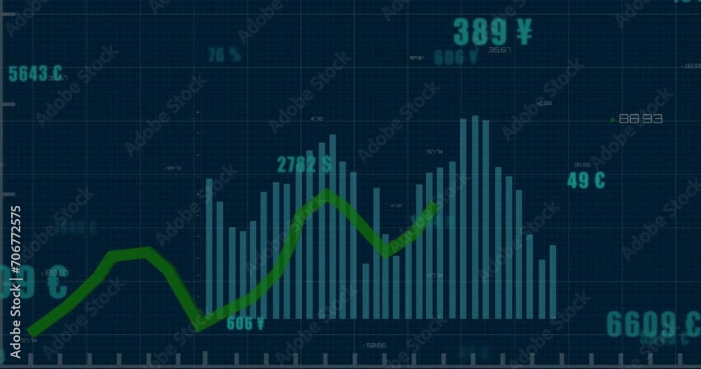 Animation of financial data processing over dark background Animation of financial data processing over dark background
