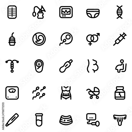 Pregnancy Line Icon Sheet