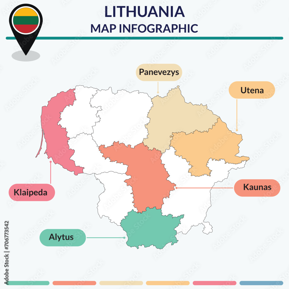 Infographic of Lithuania map. Infographic map
