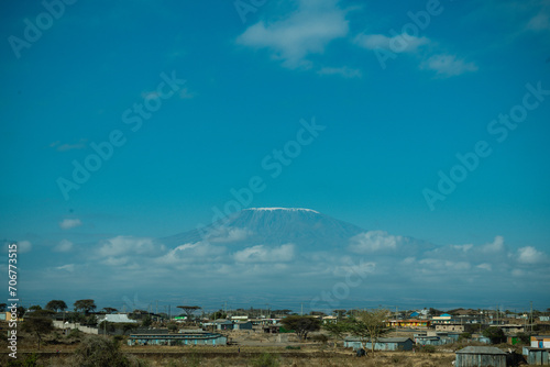 Mount Kilimanjaro is a dormant volcano in Tanzania. It is the highest mountain in Africa and the highest free-standing mountain above sea level in the world: 5,895 m above sea level and 4,900 m above  photo