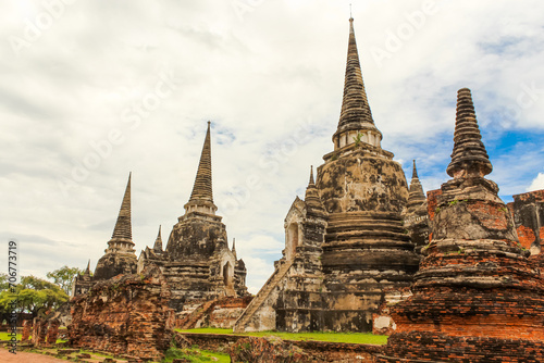 Ruins of Wat Phra Sri Sanphet, Ancient Temple in the Ayutthaya, Thailand, Asia.