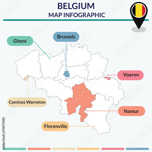 Infographic of Belgium map. Infographic map