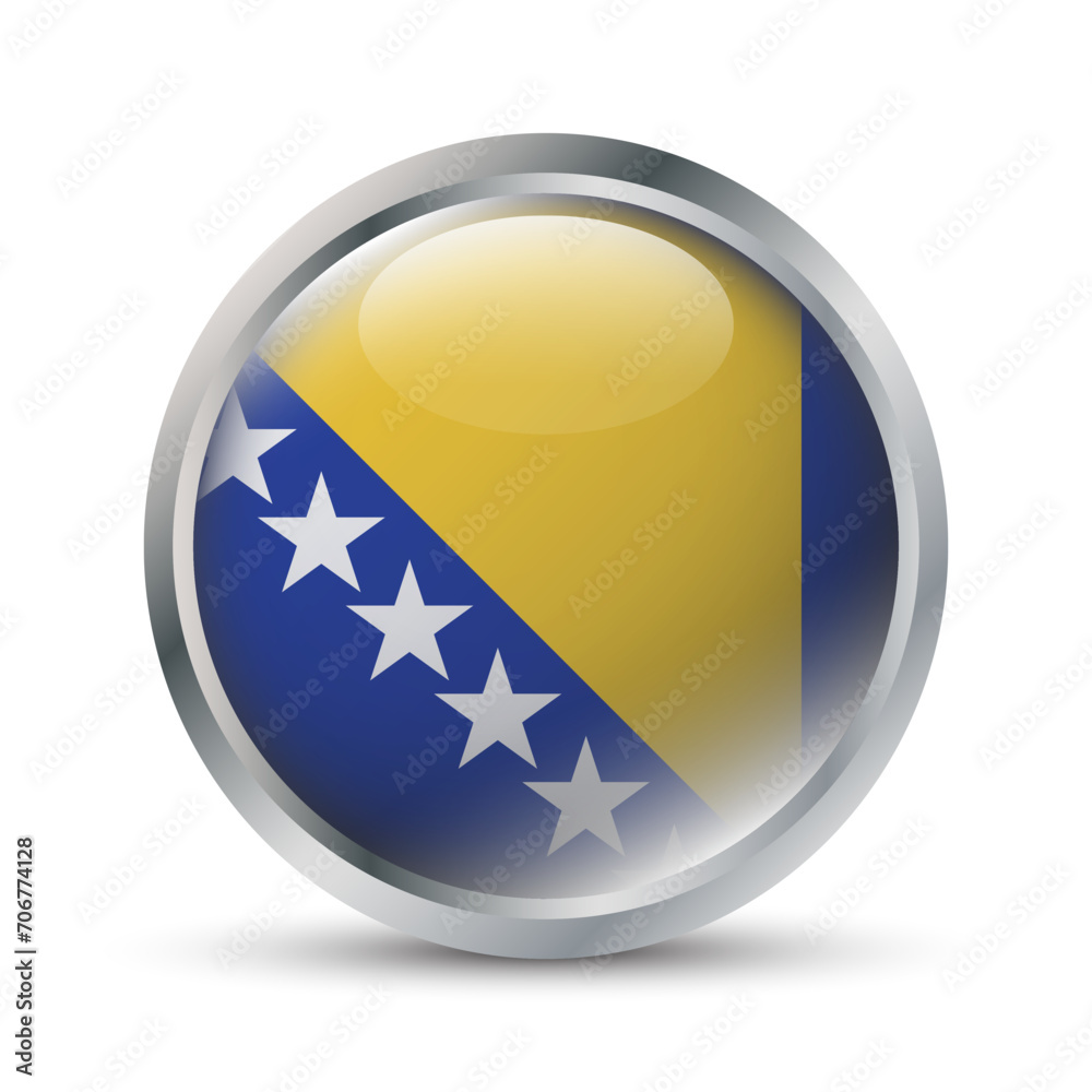 Obraz premium Bosnia and Herzegovina Flag 3D Badge Illustration
