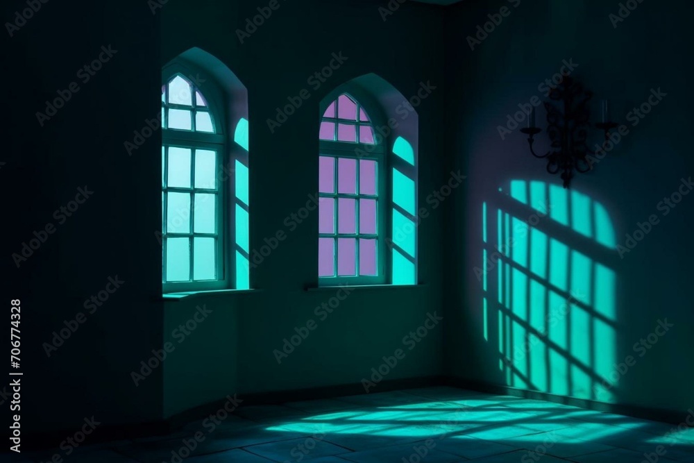 Shadowy window-lit product color background. Generative AI