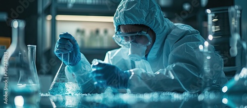 Scientist wearing protectiv...