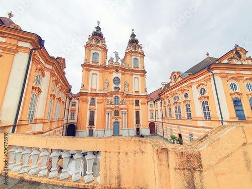 Austria Melk Benedictine Abbey along Rhine river and Danube river 