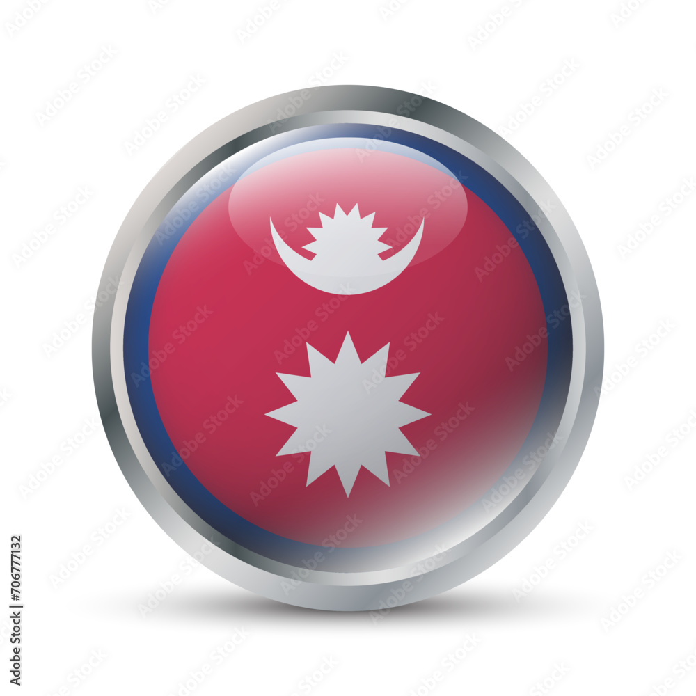 Nepal Flag 3D Badge Illustration Nepal Flag 3D Badge Illustration