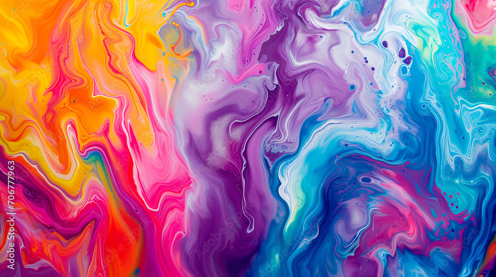 Vibrant abstract painting as a background, swirls of bright colors