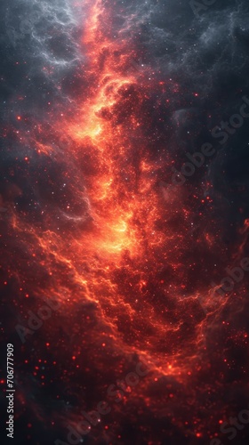 Galaxy with the Dark Side Background shown in the Style of Chaotic Academia - Light Red and Dark Gray Spatial Concept Art Wallpaper created with Generative AI Technology