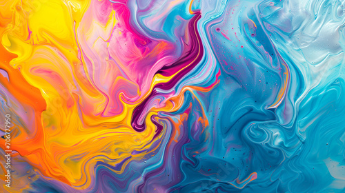 Vibrant abstract painting as a background, swirls of bright colors