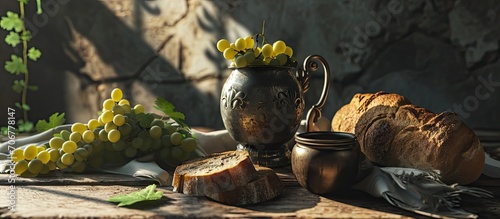 Sacred wine chalice with gr...