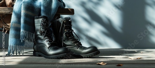 Pair of female black boots ...