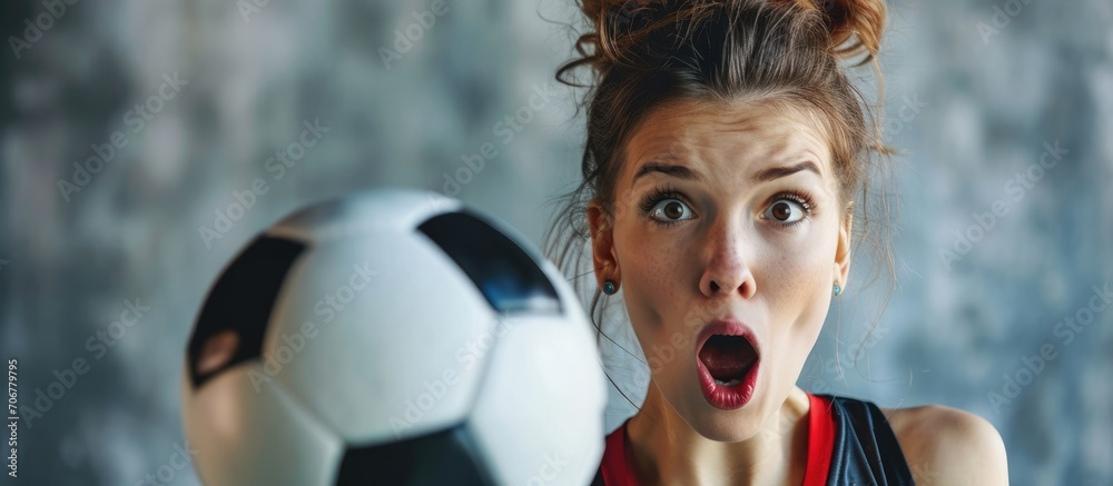 Shocked embarrassed beautiful caucasian teen girl wearing sportswear ...