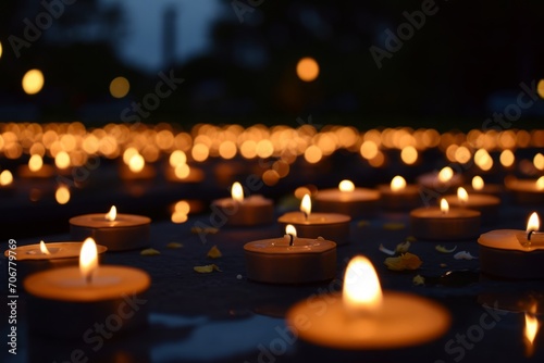 Lit Candles for a Candlelight Vigil or Memorial photo