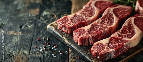 Raw dry aged wagyu rib eye ...