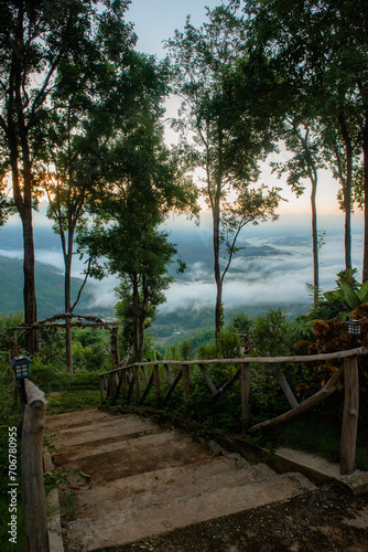 Fototapeta Naklejka Na Ścianę i Meble -  Morning mist on the high mountains.