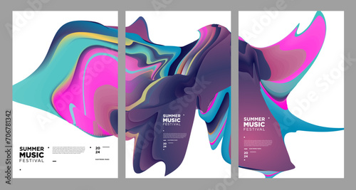 Colorful Abstract Fluid Electronic Summer Music Festival Vector Banner photo