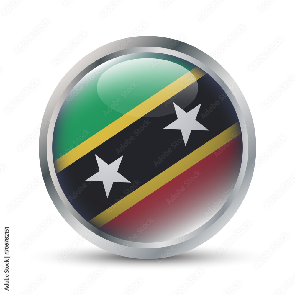 Saint kitts and Nevis Flag 3D Badge Illustration Saint kitts and Nevis Flag 3D Badge Illustration