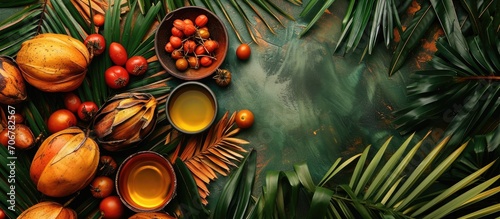 Oil palm fruits and a plate...