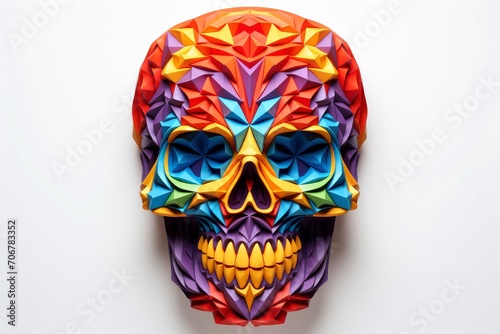 Close-up, 3d mockup of abstract skull with minimal background