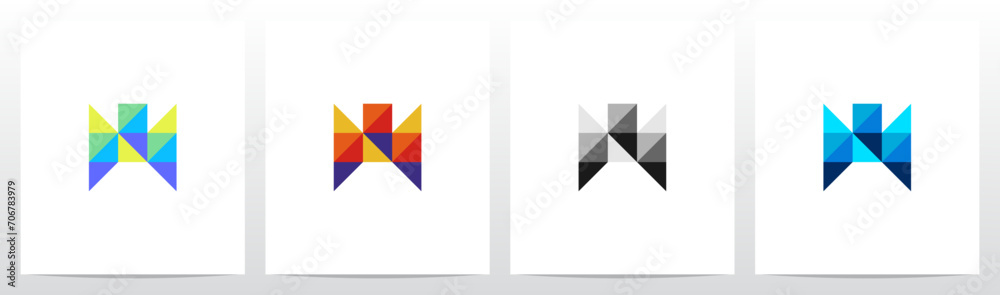 Square Triangle Geometric Colorful Mosaic Letter Logo Design W